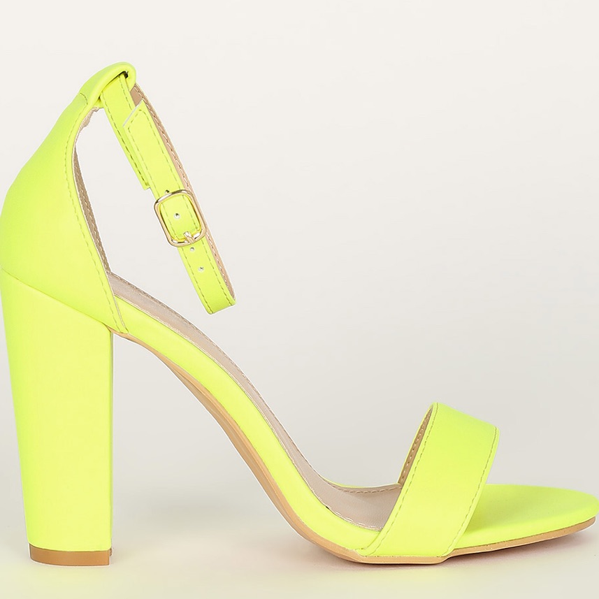 Lime Green Chunky One Strap Heels